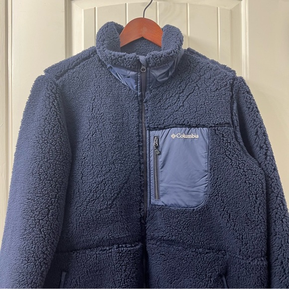Columbia Navy Long Sherpa Jacket Coat large - Picture 7 of 12